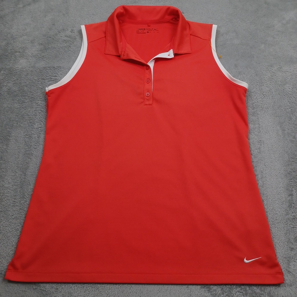 Nike Polo Top Womens XL Red Tank Golf Casual Preppy Activewear